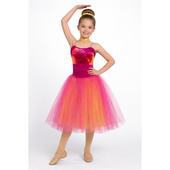 Weissman Other - Weissman Girls Large Dance Costume Pink Orange Ombre Tutu Lyrical Ballet LC